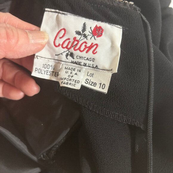 Vintage Black Tiered Dress, Sz 10 (M) - Picture 7 of 8